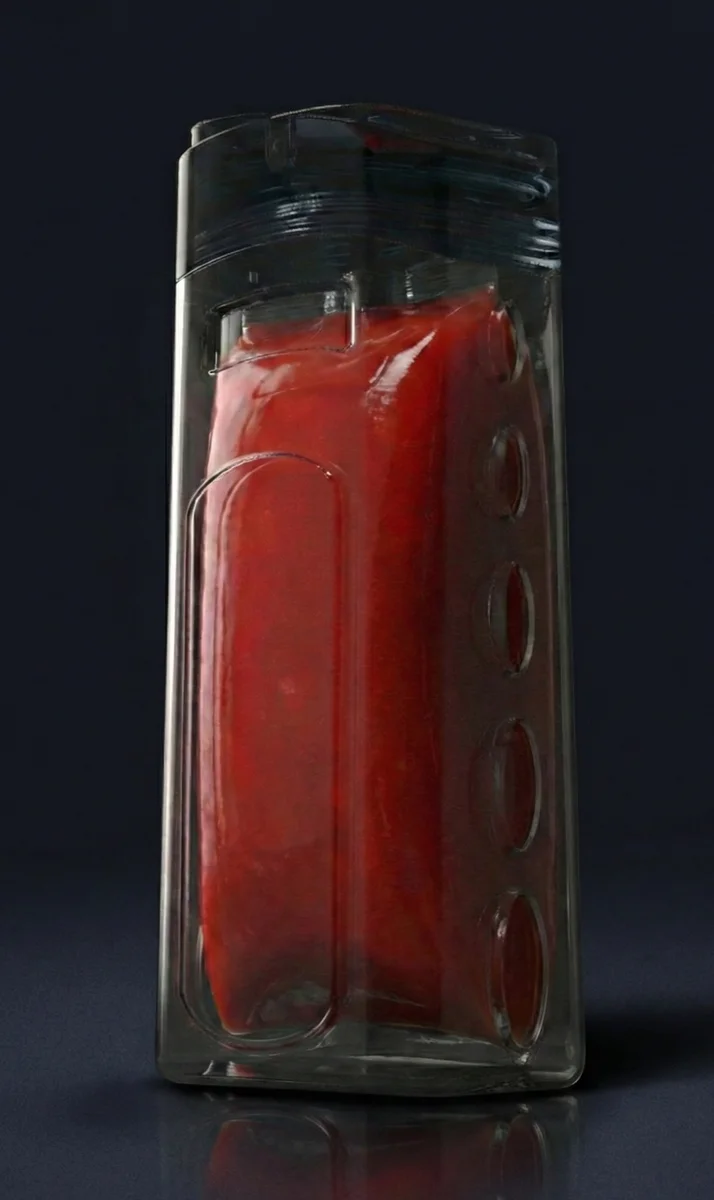 Anti Gravity Bottle with red product visible in sealed inner bag